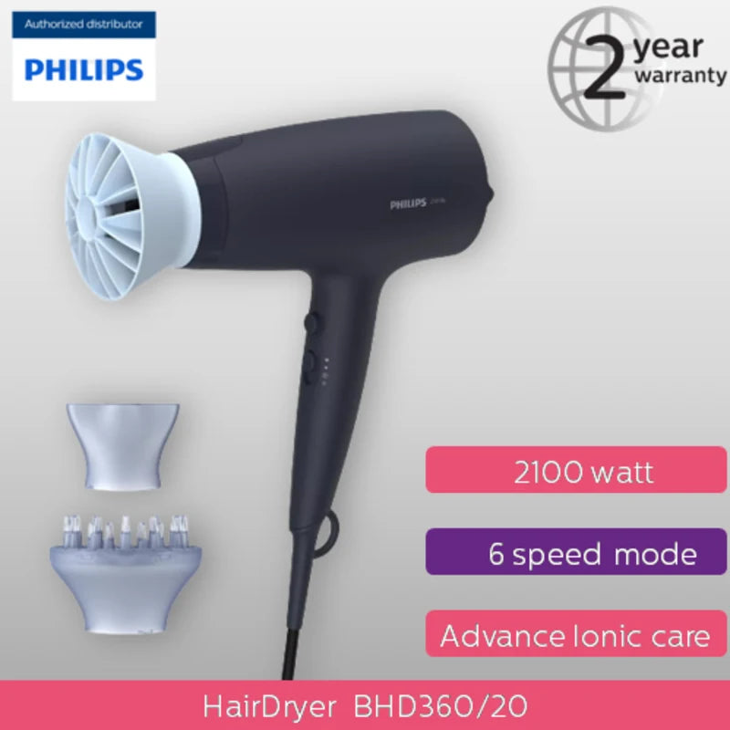 Product image Philips EssentialCare Dryer 3000 ThermoProtect Ionic with diffuser BHD360/20 - Image 1
